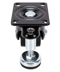 3 Inch Leveling Plate Caster Wheels With Adjustable Feet For Heavy Duty Workshop Gear Smoother Than Butter Swivel Action Dead Nuts Secure At 1322 Lbs Solid Rust Resistant Steel close-up view