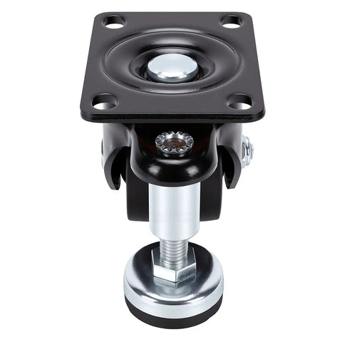 3 Inch Leveling Plate Caster Wheels With Adjustable Feet For Heavy Duty Workshop Gear Smoother Than Butter Swivel Action Dead Nuts Secure At 1322 Lbs Solid Rust Resistant Steel close-up view