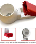 Image of a Dust Catcher Box for Drywall Holes Universal Compatibility With Most Drill Bits showing open red dust compartment.