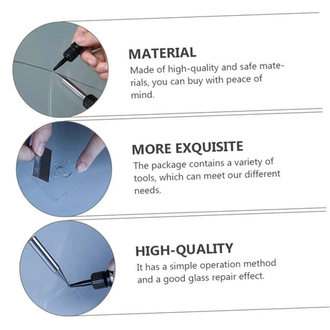 Powerful Windshield Crack Repair Kit For Quick Easy Fixes And Large Area Cracks Tool Set with resin gel application guide