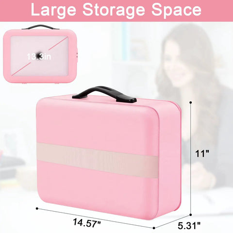 Beefy Built Fireproof Document Safe Box With Lock For Home Office Keep Your Important Papers Safe Waterproof Hard Shell File Safe 5200F Rating Black For Home Use in pink with size dimensions.