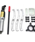 Components of 5 Ton Three Jaw Hydraulic Gear Puller With 360 Degree Flexibility for bearing and wheel hub extraction.
