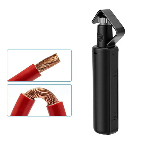 ASHATA Adjustable Cable Stripper Tool For Round Wire Jacket Slitter, black ergonomic design and wire cutting mechanism shown.