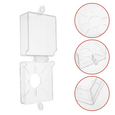 Protective Cover For Push Start And Emergency Stop Buttons For Industrial Control Panels And Home Gear Heavy Duty Plastic That Shrugs Off Dust Built Up Clear Window For Easy Visual Monitoring, clear plastic cover shown open
