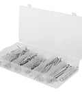 Stainless Steel Cotter Pin Assortment Kit 1 Box With High Strength Hairpin Pins For Tractor And Automotive Projects, Beefy Fastener Clips For Outdoor Marine Use, open box view