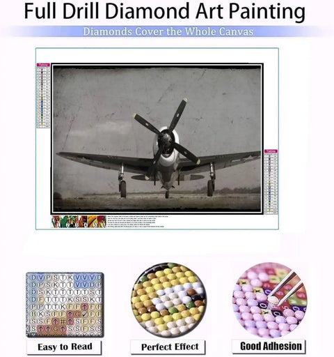 Airplane Themed Diamond Painting Kit For Adults Dope 5D Crystal Diamonds Art With Tools And Accessories DIY Home Decor Gift 20x30 Cm Canvas Unfinished Craft For Home Or Office.