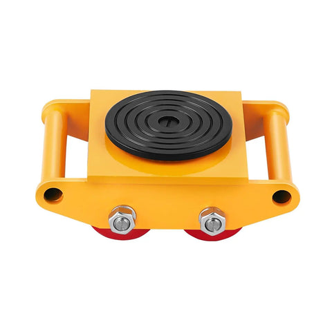 Heavy Duty 6-Ton Machinery Skate Dolly With 360-Degree Rotating Industrial Mover, 13228 Lbs Load Capacity, PU Rollers, Bright Yellow Workhorse For Easy, Secure Heavy Equipment Transport, front view