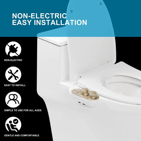 Ultra Slim Toilet Bidet Attachment With Warm Water And Cold Water Non Electric Front And Rear Wash Retractable Nozzle