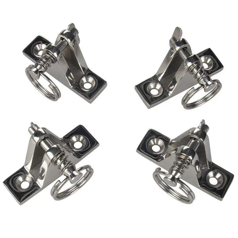 4 Pack Bimini Top Deck Hinge With Pin And Ring 316 Stainless Steel displayed in polished finish on white background