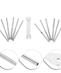 Stainless Steel Heavy Duty Hand Thread Lag Screws For Cable Deck Railing Kit With Wrench Wire Fixing Hardware For Staircase And Outdoor Railings Built Tough And Rust Resistant 13 Pc Set arranged on white background