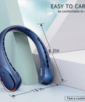 Bladeless Neck Fan With 4000mAh USB Rechargeable Battery 3 Speeds Ultra Quiet Personal Cooler shown with dimensions