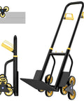 Heavy Duty Stair Climbing Hand Truck With 440 Lbs Capacity Featuring Six Swivel Wheels Telescopic Handle for easy maneuvering.