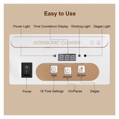 Control panel of Gleam Your Duds With This Epic 900Ml Ultrasonic Cleaner showing timers and settings for easy operation.