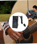Acoustic Guitar Pickup With 3 Band EQ 505R Preamp And Piezo Transducer Black Folk Guitar in use, outdoor and close-up views