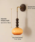 Flyrose Set of 2 Vintage Caramel Glass Wall Sconces Mid Century Modern Lamp with caramel glass shade and wood detail