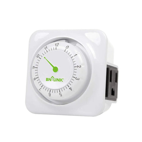 No Fuss Turn Dial Countdown Timer With 3-Prong Grounded Outlet Up To 12 Hour Countdown In 15 Minute Increments Energy Saving For Kitchen Appliances Lamps Chargers And Holiday Decor 1875W Half HP ETL Listed, showing front dial and side outlet.