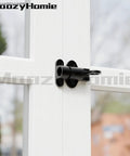 Heavy Duty Self Closing Gate Latches Matte Black Rust Proof Slide Bolt mounted on white doors for secure closure.