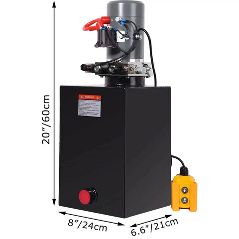 Heavy Duty 15 Quart DC 12V Hydraulic Power Unit With Double Acting Pump For Car Lifts And Dump Trailers Metal Reservoir