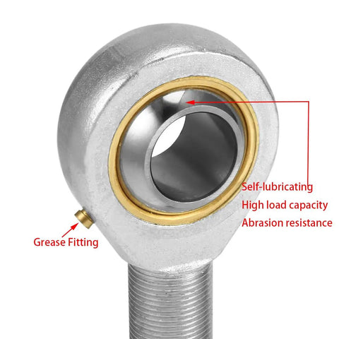 Two Pack Five Eighth Inch Bore Rod End Bearing With Five Eighth Eighteen Right Hand Thread Pre Lubricated Heim Joint 11 Degree Angular Misalignment Steel Body With Hardened Bearing Ball 21N Static Load 20kN Dynamic Capacity, steel rod end bearing with grease fitting