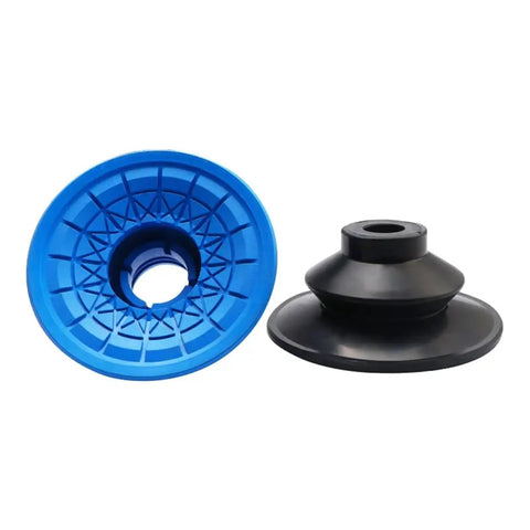 PKBG110 Dual Stage Industrial Vacuum Suction Cup Chuck In Vibrant Blue Heavy Duty Pneumatic Rubber Gripper accessory side view