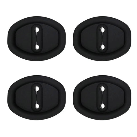Slick Auto Door Lock Buffers Shield Metal Buckles From Gnarly Scratches While Acting As Sound Deadening Cushions For A Tight Fit And Super Smooth Shuts On Your Daily Driver Keeping Trim Fresh, four black silicone bumpers.