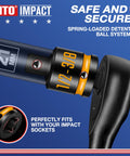Close-up of spring-loaded detent ball system on Two-Piece Impact Socket Adapter And Reducer Set 1/2 F To 3/8 M