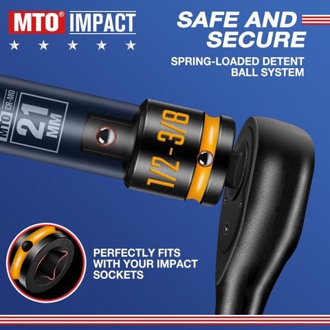 Close-up of spring-loaded detent ball system on Two-Piece Impact Socket Adapter And Reducer Set 1/2 F To 3/8 M