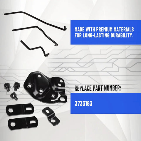 4-Speed Shifter Linkage Kit For Muncie Manual Transmission, Fits Classic Chevy Buick Oldsmobile Pontiac Models, Replaces 3733163, Durable Steel Construction For Smooth, Precise Shifts. Black steel linkage kit parts with brackets and rods
