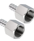 Pack of 2 Stainless Steel Hose Barb Fittings 3/8 Inch to 1/2 Inch NPT Female, Built to Last, Heavy Duty, Corrosion Resistant, Indoor Outdoor Use