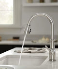 Elmhurst Pull Down Sprayer Kitchen Faucet In Brushed Nickel For Single Hole Install With Two Spray Options And Easy Deck Plate Compatibility Sold Separately