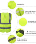 High Visibility Safety Vest 10 Pack Yellow Reflective Vest With 2 Inch Silver Strips 360 Degree Visibility details and features