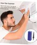 Man using electric tube expander with hexagonal handle for HVAC copper pipes, high temperature resistance and durable metal construction.
