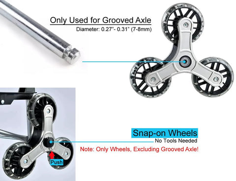 Replacement Stair Climbing Wheels For Shopping Cart And Laundry Trolley, Triangle Rubber Wheels For Foldable Cart, Sold As A Pair