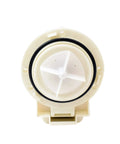 Front view of washing machine drain pump and motor assembly replacement for compatible front load washers, tough, quiet, DIY friendly install, high performance laundry appliance part for home repair, fits 4681EA1007G and similar units