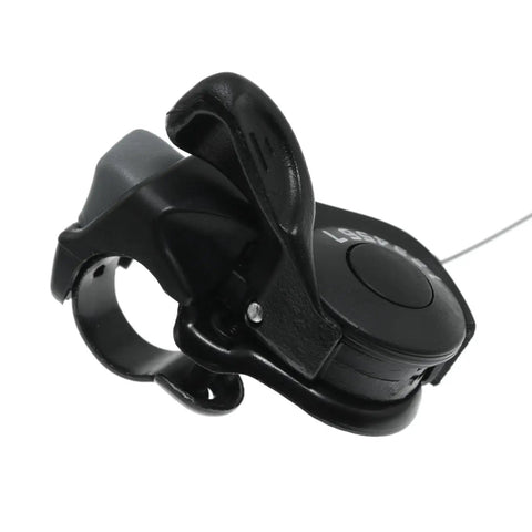 Right Thumb 7 Speed Bike Shifter Paddle For Mountain And Folding Electric Bike Front And Rear Gear Shifter One Finger Quick Shift Durable 22mm Handlebar Fit For Outdoor Riding Easy Install, close-up view of black handlebar clamp.