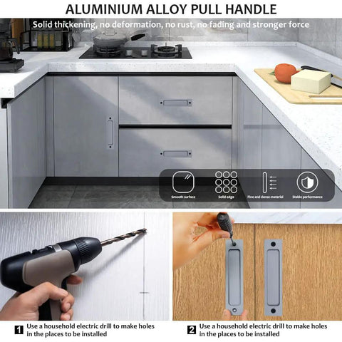 Heavy Duty Rectangular Recessed Door Pull Handles 2 Pack Solid Aluminum Alloy Flush Slide Bar With Easy Self Install Hardware For Barn Doors Cabinets Closets Flat Back Design Silver