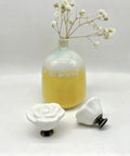 Porcelain Flower Knobs Set Of 10 White Rose Cabinet Pulls For Dresser And Furniture Makeovers Ceramic Drawer Knobs with vase