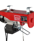 551 Lb Mini Electric Hoist With Emergency Stop Switch, 510 Watt Motor And Wired Control, Compact Portable Winch, red structure.