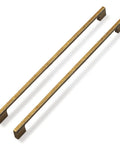 Two Six Pack Light Brushed Brass Cabinet Pulls In Zinc Alloy, 11 1/3 Inch Or 12 3/5 Inch Hole Centers, modern design, top view