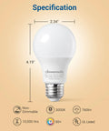 Close-up of 8 Pack A19 LED Light Bulbs 760 Lumens 3000K Warm White Energy Saving E26 60 Watt Replacement Non Dimmable UL Listed
