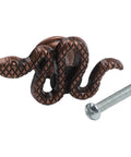 Snake Shaped Cabinet Knobs And Drawer Pulls In Zinc Alloy With Ancient Red Bronze Finish, shown with installation screw.