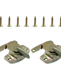 Heavy Duty Metal Table Locks Two Pack Spring Loaded Leaf Latch Buckles With Gold Zinc Finish Including Mounting Screws for secure setups.