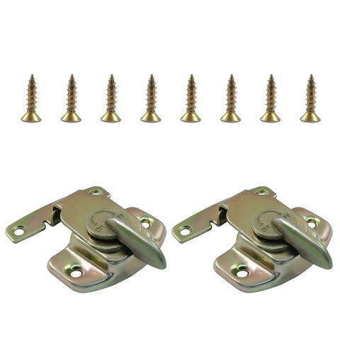 Heavy Duty Metal Table Locks Two Pack Spring Loaded Leaf Latch Buckles With Gold Zinc Finish Including Mounting Screws for secure setups.