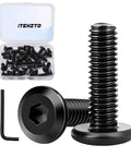 Top Shelf 1/4-20 X 1-1/4 Inch Flat Head Hex Socket Cap Screws, 304 Stainless Steel Black Oxide Finish, Fully Threaded Machine Bolts For Hella Tough Diys And Furniture Builds, 20 Pc Set in packaging with hex wrench.
