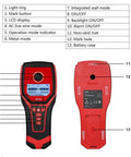 Heavy Duty 4 In 1 Electronic Stud Finder And Wall Scanner with LCD display and buttons for live wire detection and metal location.