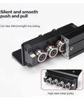 Glides Like Butter With Knockout Quick Release Latches For Zero Hassle Kitchen Cabinetry Setup And Heavy Duty Full Extension Drawer Slides That Pull Out Smooth As A Dream On This One Meter Span. Close-up of high steel metal pulleys on drawer slide.