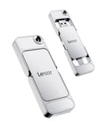 D70E 1TB External SSD with dual USB C and USB A, silver metal casing, open and closed view, Lexar branding visible