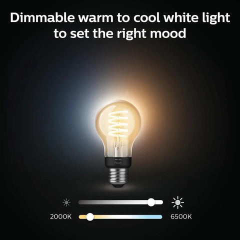 Smart A19 Filament LED Bulb With White Ambiance From Warm To Cool Light, 40W Equivalent, 550 Lumens, E26 Base