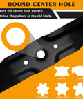 Close-up of round center hole on Two Pack Mulching Blades Kit For 21 Inch Deck Honda HRX217 HRX537 Series Lawn Mowers