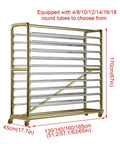 Built Tough Fabric Roll Storage Rack With Adjustable Pulley And Dual Tier Organizer, 170cm high, mobile display for vinyl rolls.